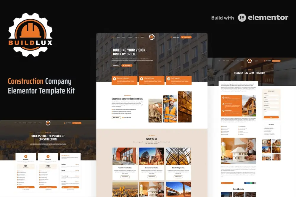 BuildluxCoverImage Buildlux: Elementor Template Kit for Construction Companies - Image 1