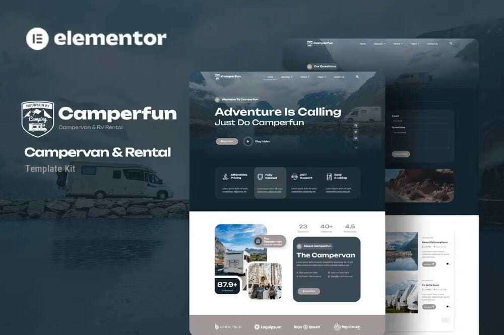Camperfuncover Camperfun - Elementor Template Kit for Campervan & Rental Services - Image 1