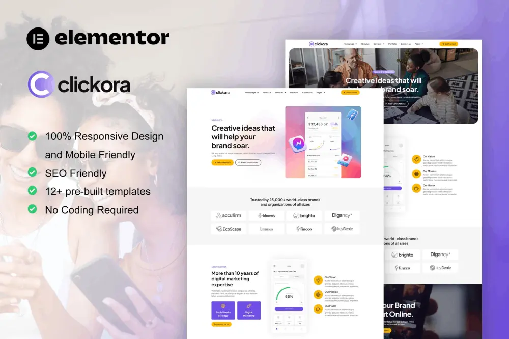 ClickoraCover Clickora: Elementor Template Kit for Digital Marketing & Creative Agencies - Image 1