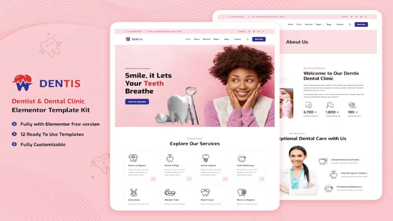 DentisCover Dentis – Dentist & Dental Clinic Elementor Template Kit - Image 1