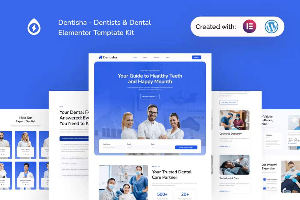 DentishaCover Dentisha - Template Kit for Dentists & Dental Clinics with Elementor - Image 1