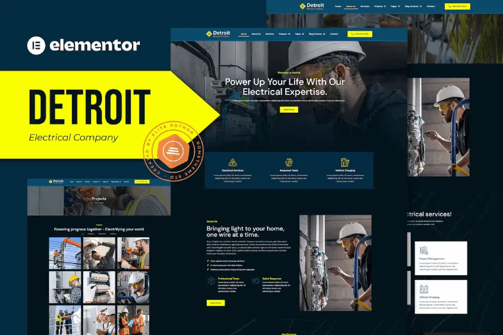 DetroitCover Detroit – Elementor Template Kit for Electrical Service Companies - Image 1