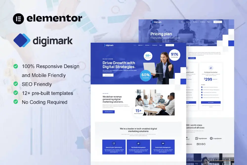 DigimarkCover Digimark – Elementor Pro Template Kit for Digital Marketing Agency - Image 1