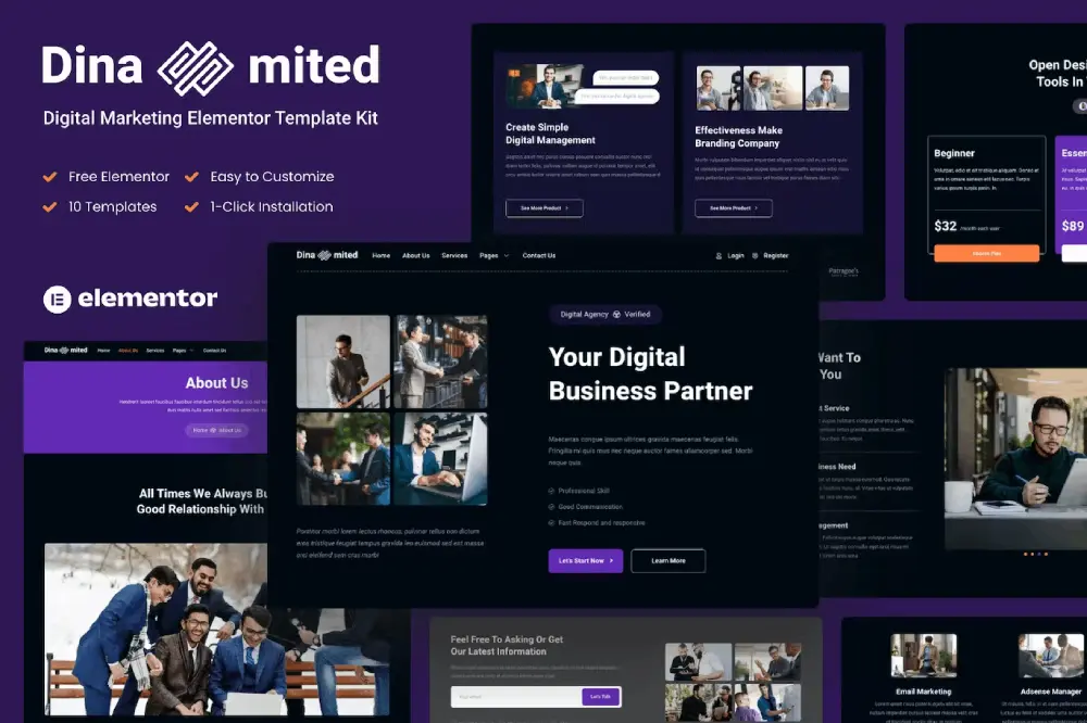 Dinamited-ElementorCover Dinamited – Elementor Template Kit for Digital Marketing & Business - Image 1