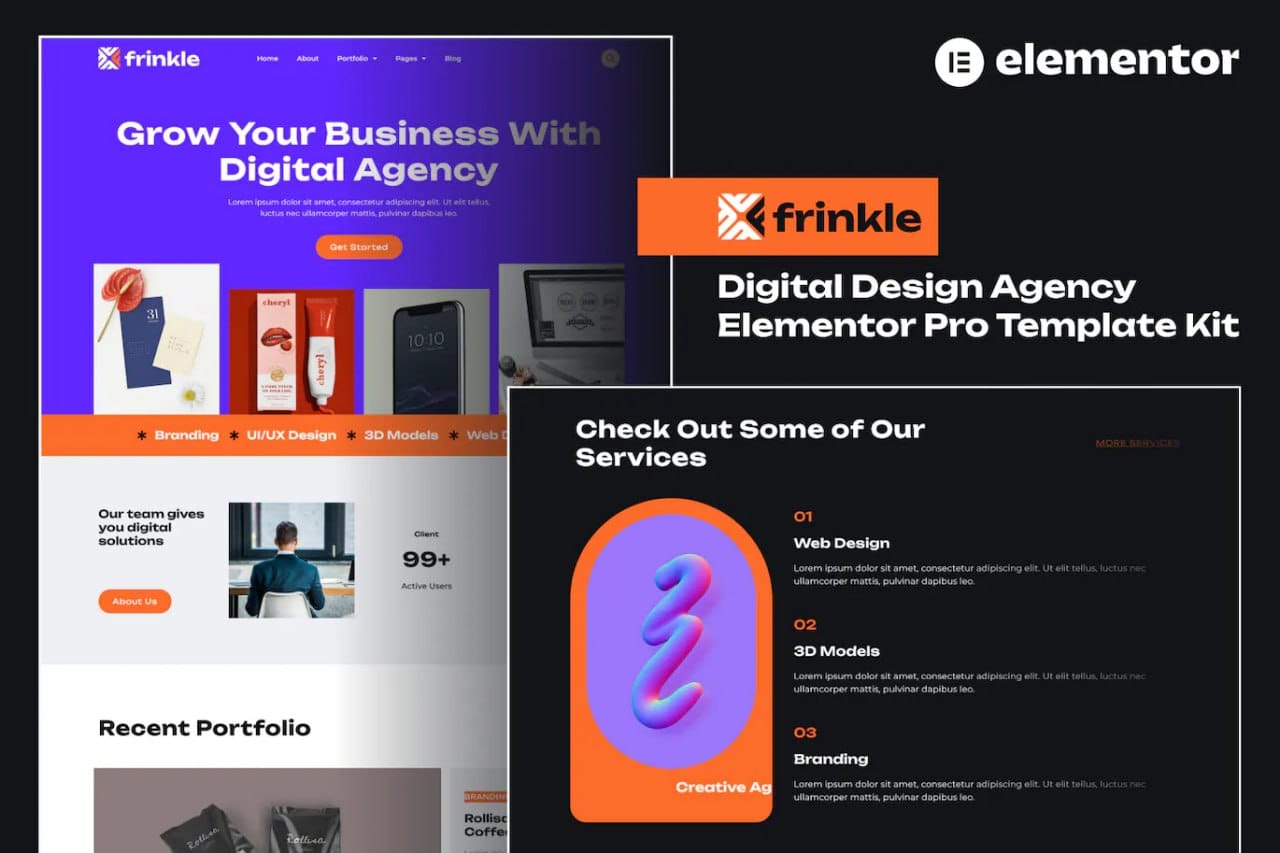 Frinkle Frinkle - Digital Design Agency Elementor Pro Template Kit - Image 1