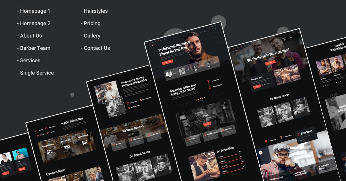 Hairbrosh Hairbrosh | Barbershop Elementor Template Kits - Image 1