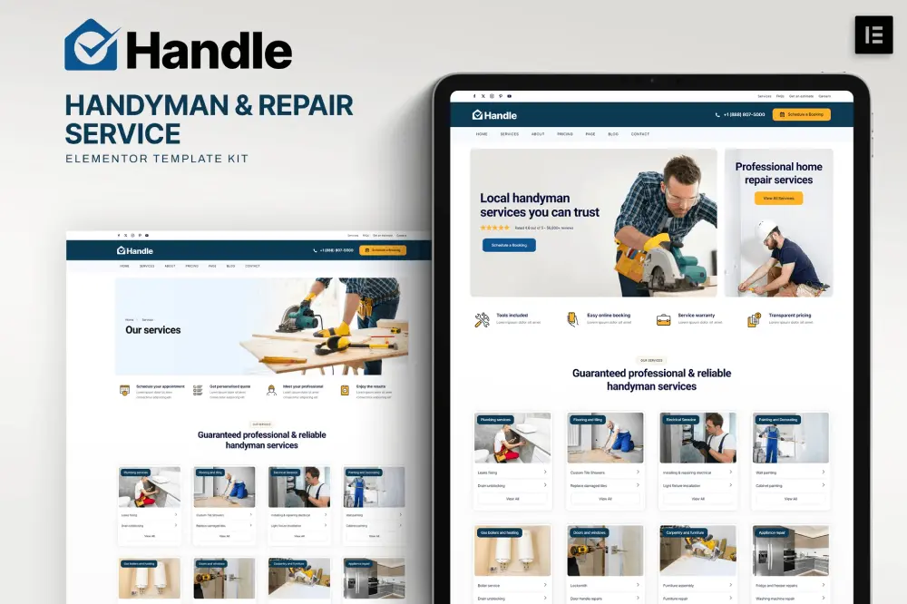 HandleCover Handle: Elementor Template Kit for Handyman & Repair Services - Image 1
