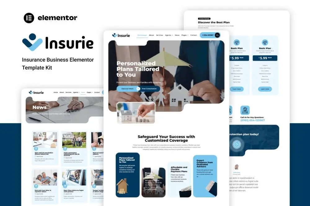 InsurieCover Insurie – Insurance Business Elementor Template Kit - Image 1