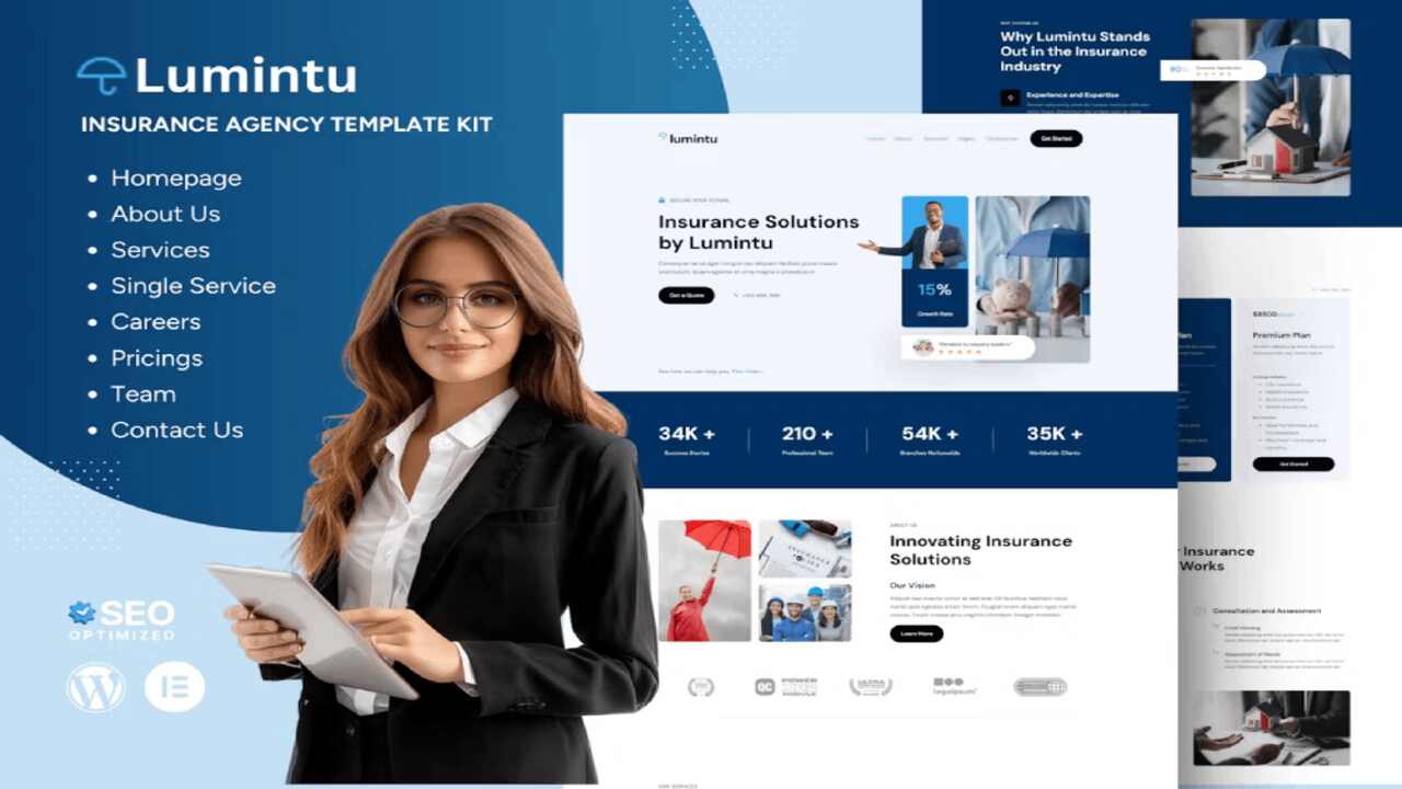 LumitsuCover Lumintu – Insurance Agency Elementor Template Kit - Image 1