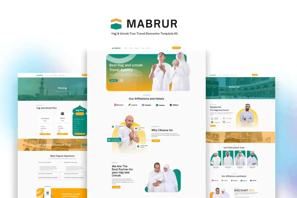 Mabrur-cover Mabrur – Elementor Template Kit for Hajj & Umrah Tours - Image 1