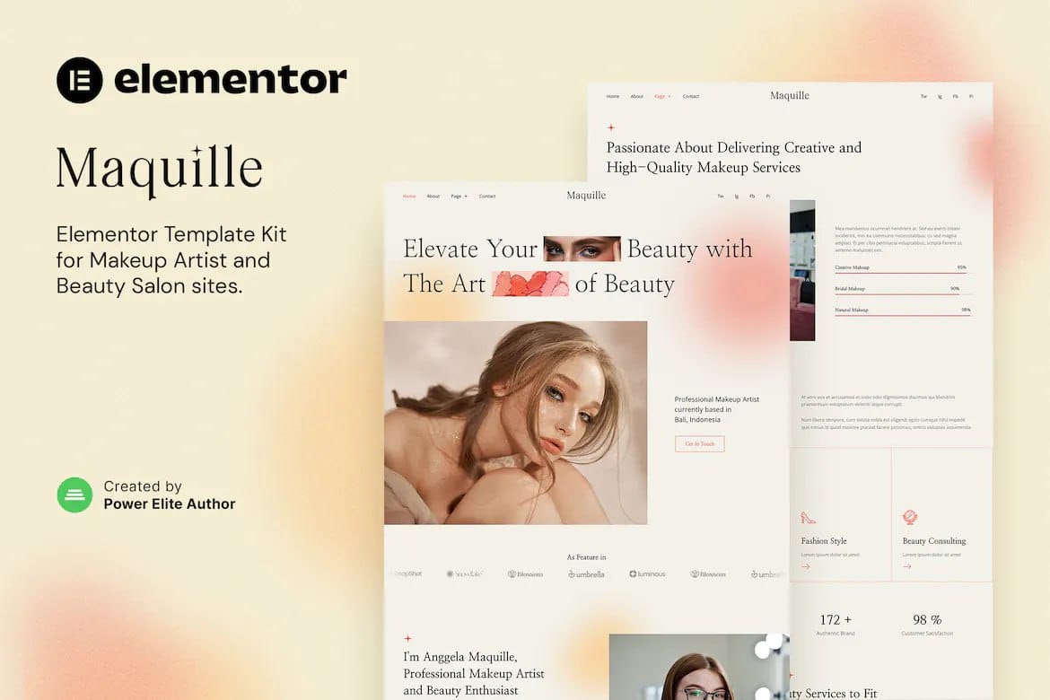 Maquille Maquille – Makeup Artist & Hair Stylist Elementor Template Kit - Image 1