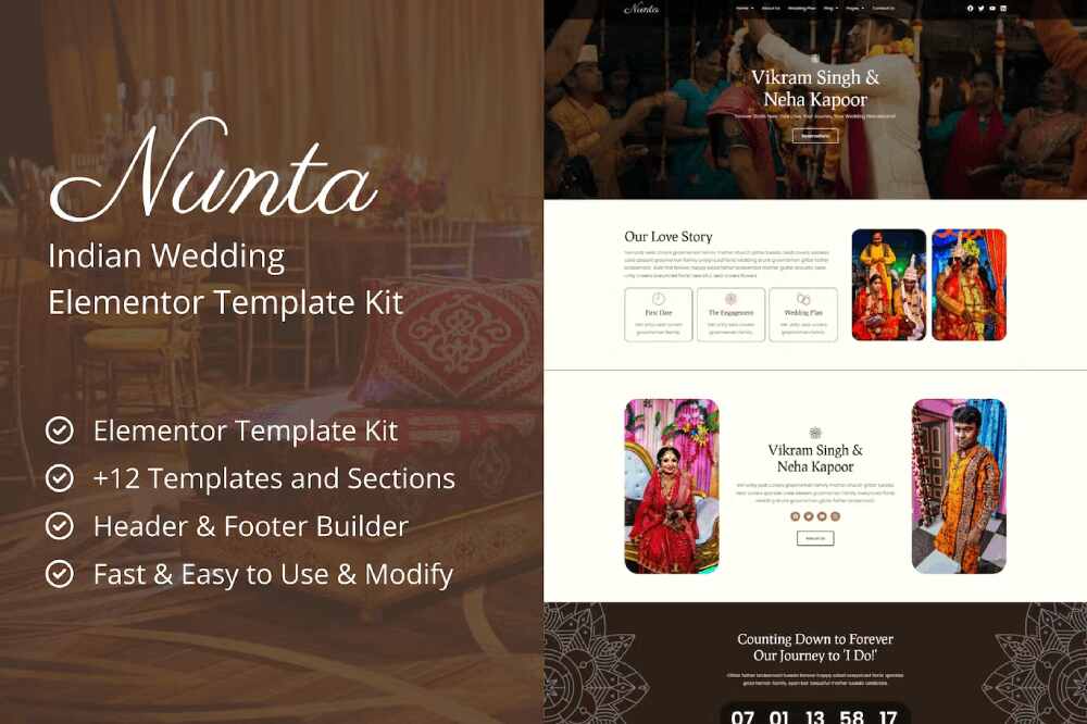 Nunta_Cover Nunta - Elementor Template Kit for Cultural & Indian Weddings - Image 1