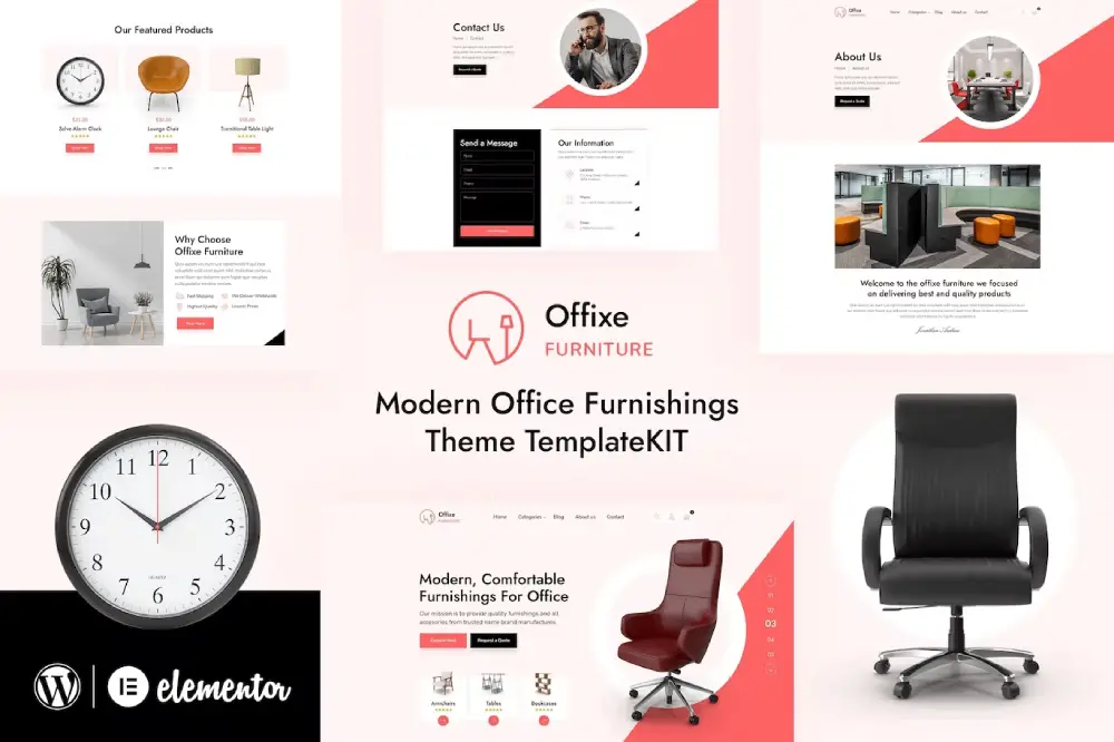 OfixeFurnitureCover Offixe: Stylish Furniture Elementor Template Kit for Modern Office Design - Image 1