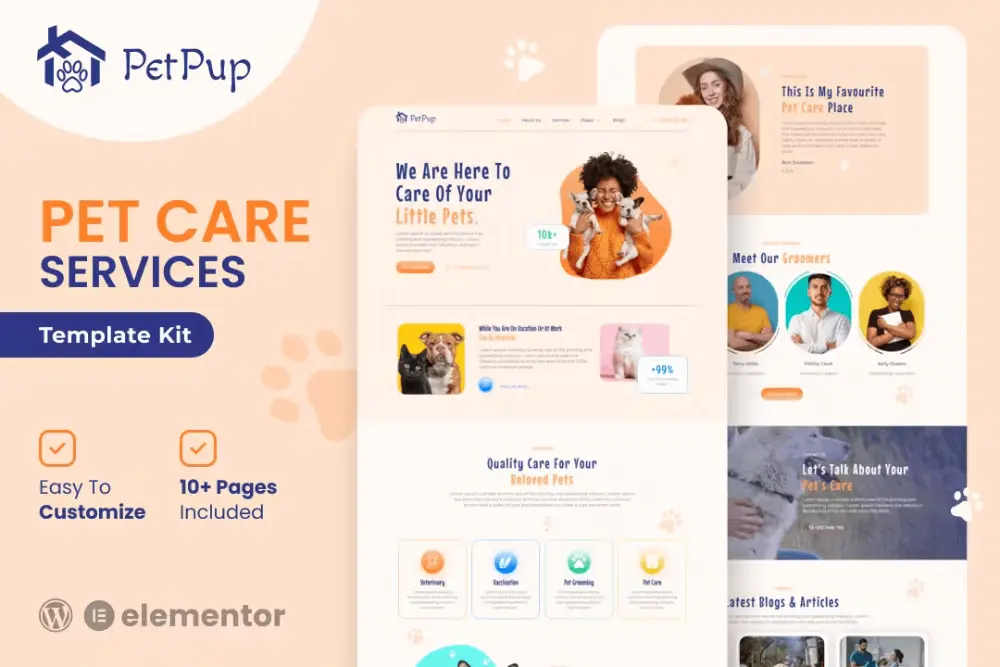 PetpupCover PetPup – Elementor Template Kit for Pet Care Services - Image 1