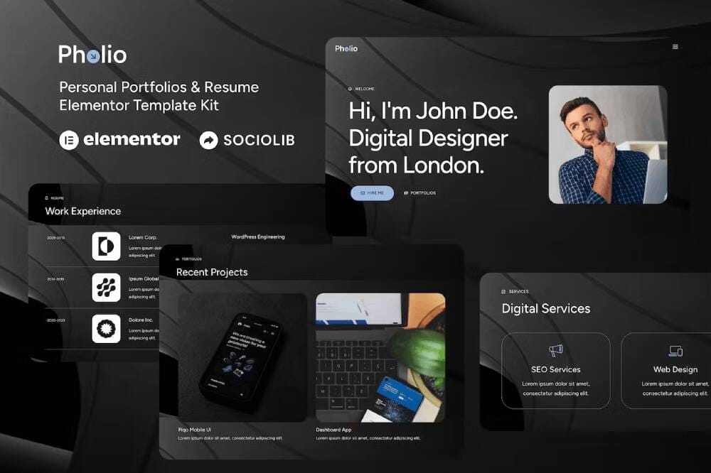PholioCover Pholio - Elementor Template Kit for Personal Portfolios & Resume - Image 1