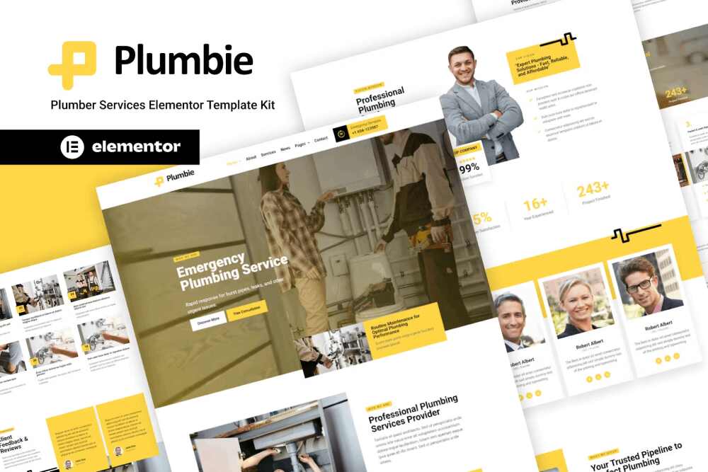PlumbieCover Plumbie - Elementor Template Kit for Plumber Services - Image 1