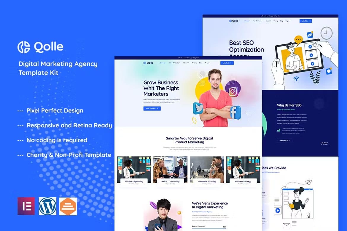 Qolle Qolle - Digital Marketing Agency Elementor Template Kit - Image 1
