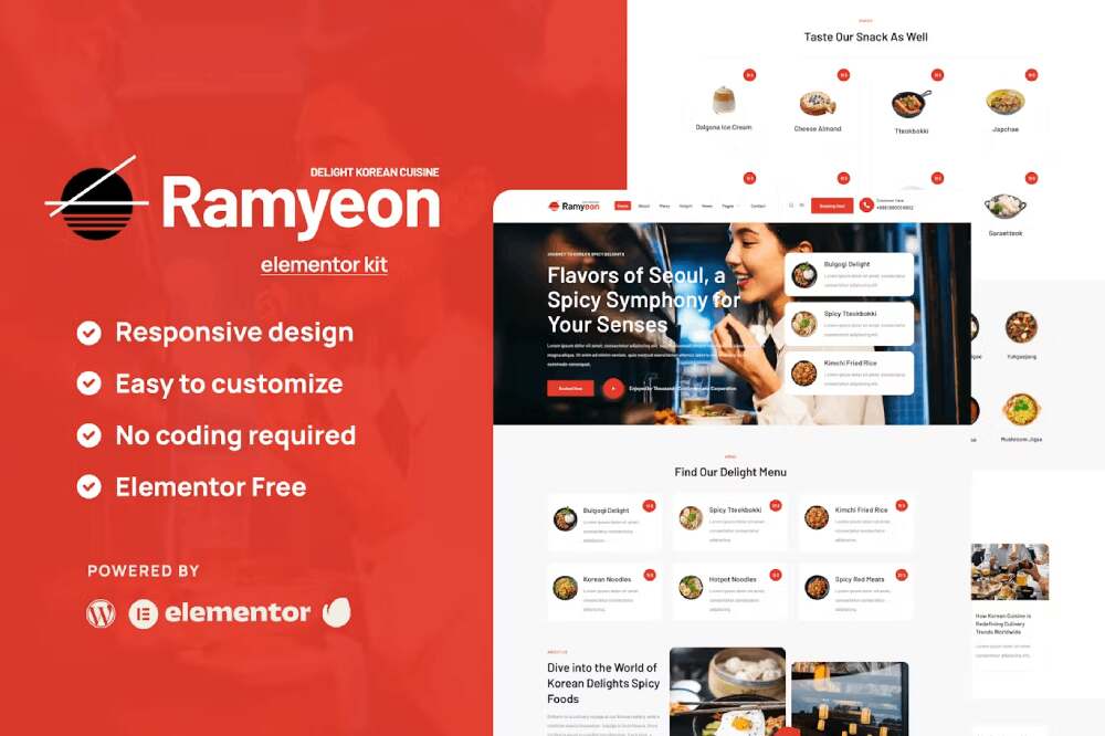 RamyeonCover Ramyeon - Elementor Template Kit for Korean Restaurants - Image 1