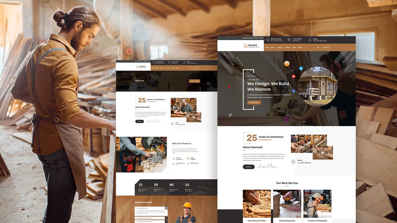 SawArt SawArt: Elementor Template Kit for Carpenter & Craftsman Services - Image 1