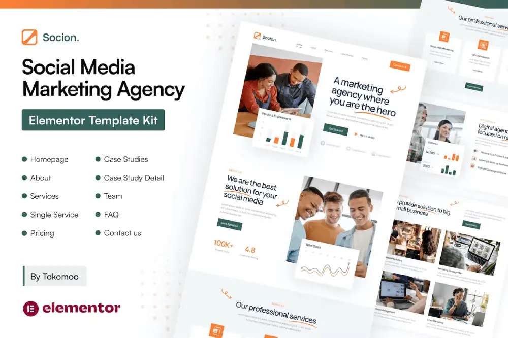 Socion-CoverImage Socion: Elementor Template Kit for Social Media Marketing Agencies - Image 1