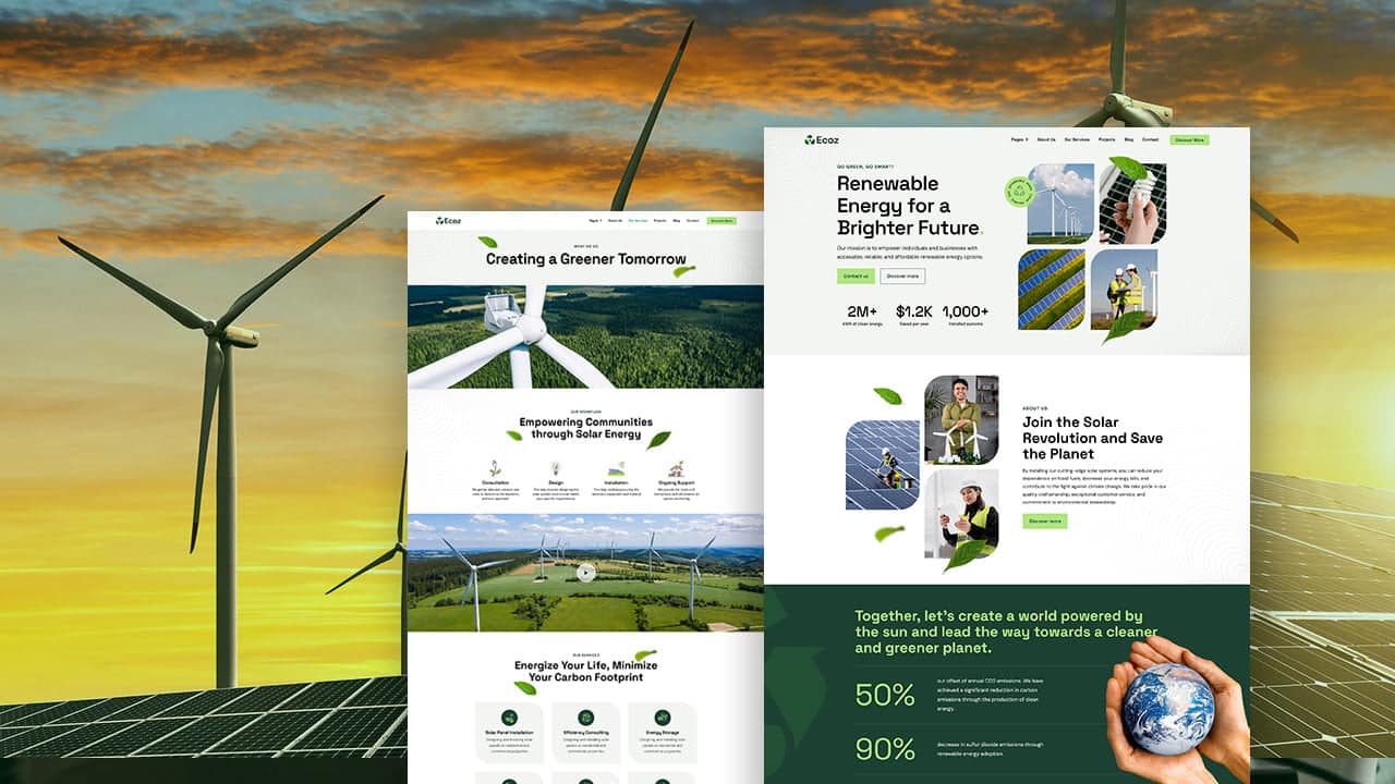 Solar-panel Renewable Energy Elementor Template Kit for Solar Projects - Image 1