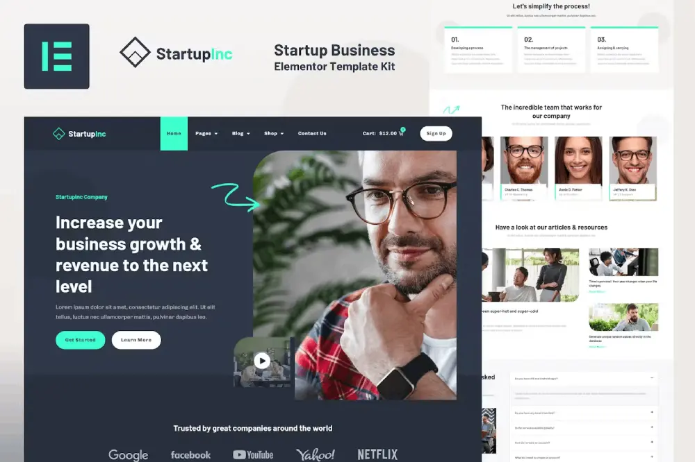 StartupincCover StartupInc – Elementor Pro Template Kit for Startup Businesses - Image 1
