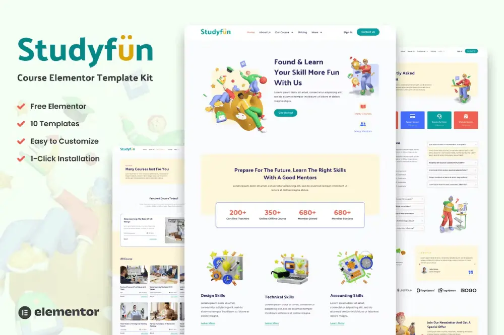 StudyfunCover Studyfun – Elementor Template Kit for Online Courses & Education - Image 1