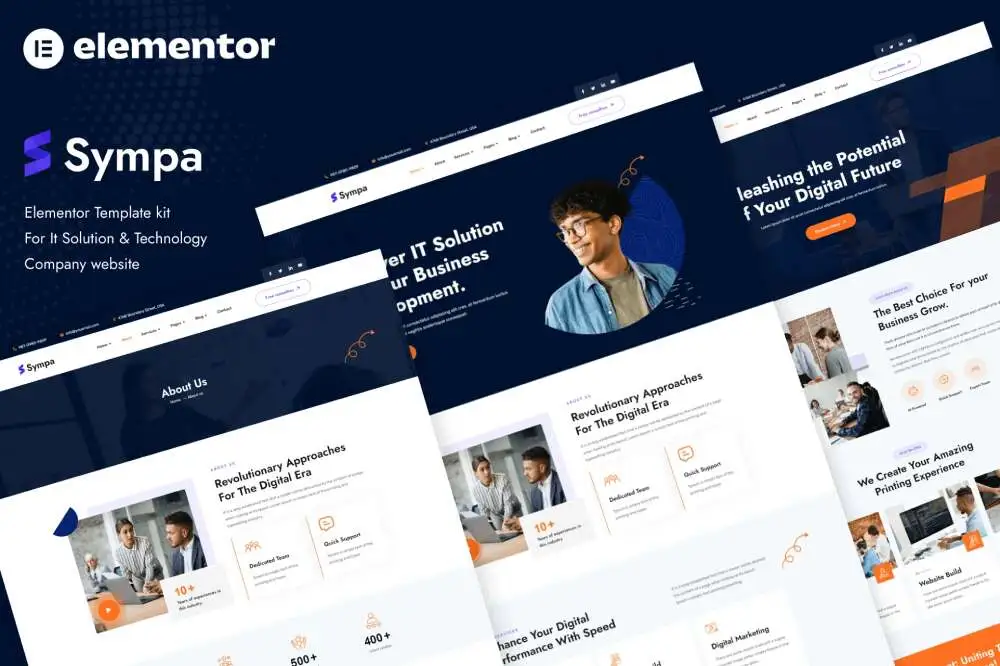 SympaCover Sympa: Elementor Template Kit for IT Solutions & Technology - Image 1