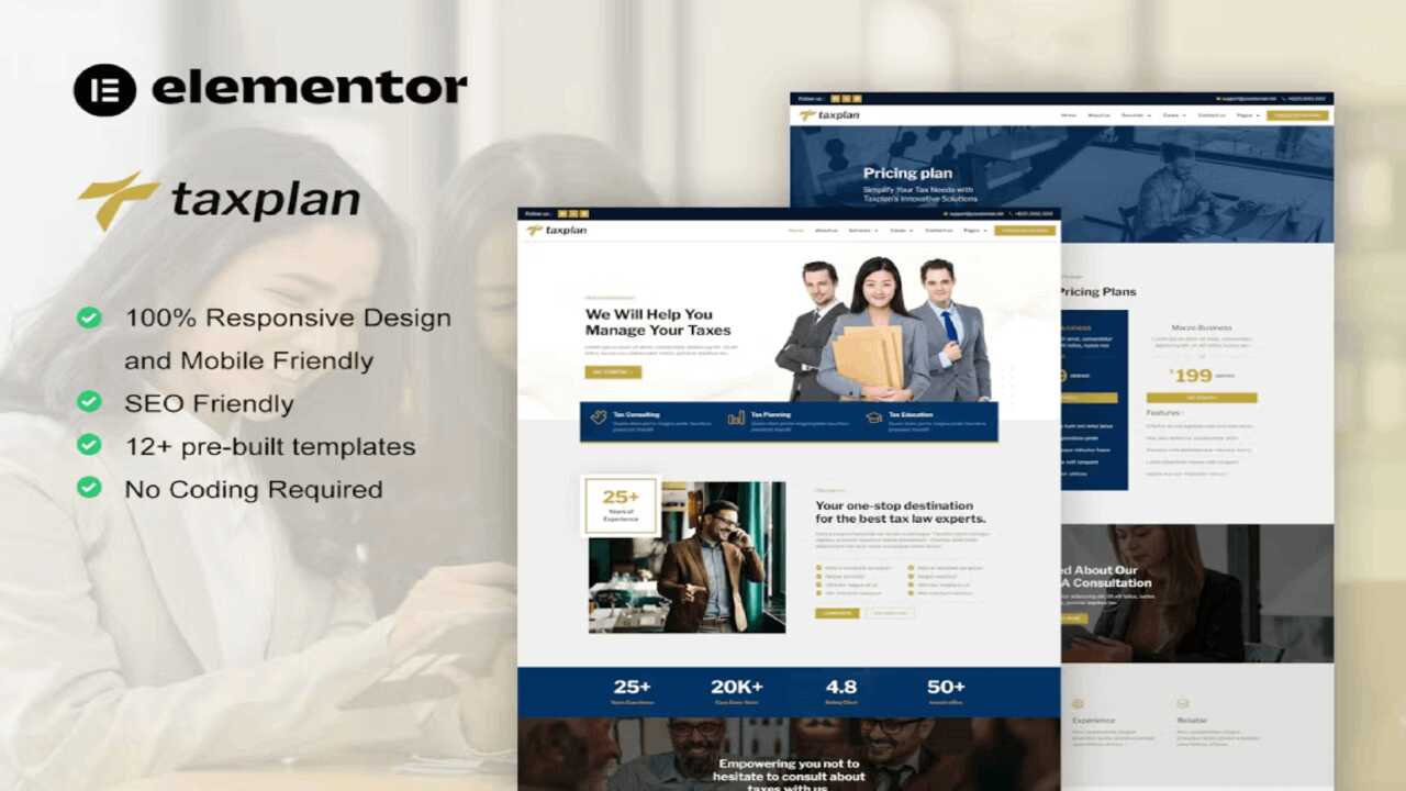 TaxplanCover TaxPlan – Tax Advisor & Financial Consulting Elementor Pro Template Kit - Image 1