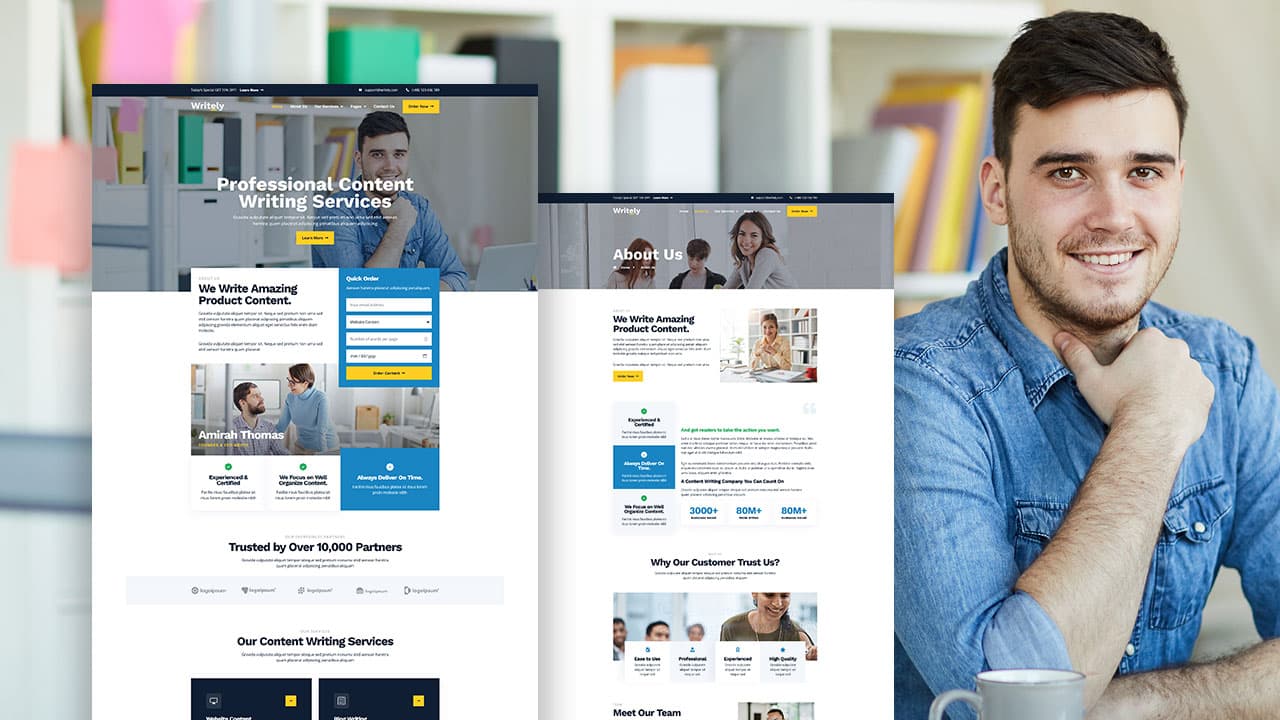 Writely Writely: Elementor Template Kit for Content Writing & Copywriting - Image 1