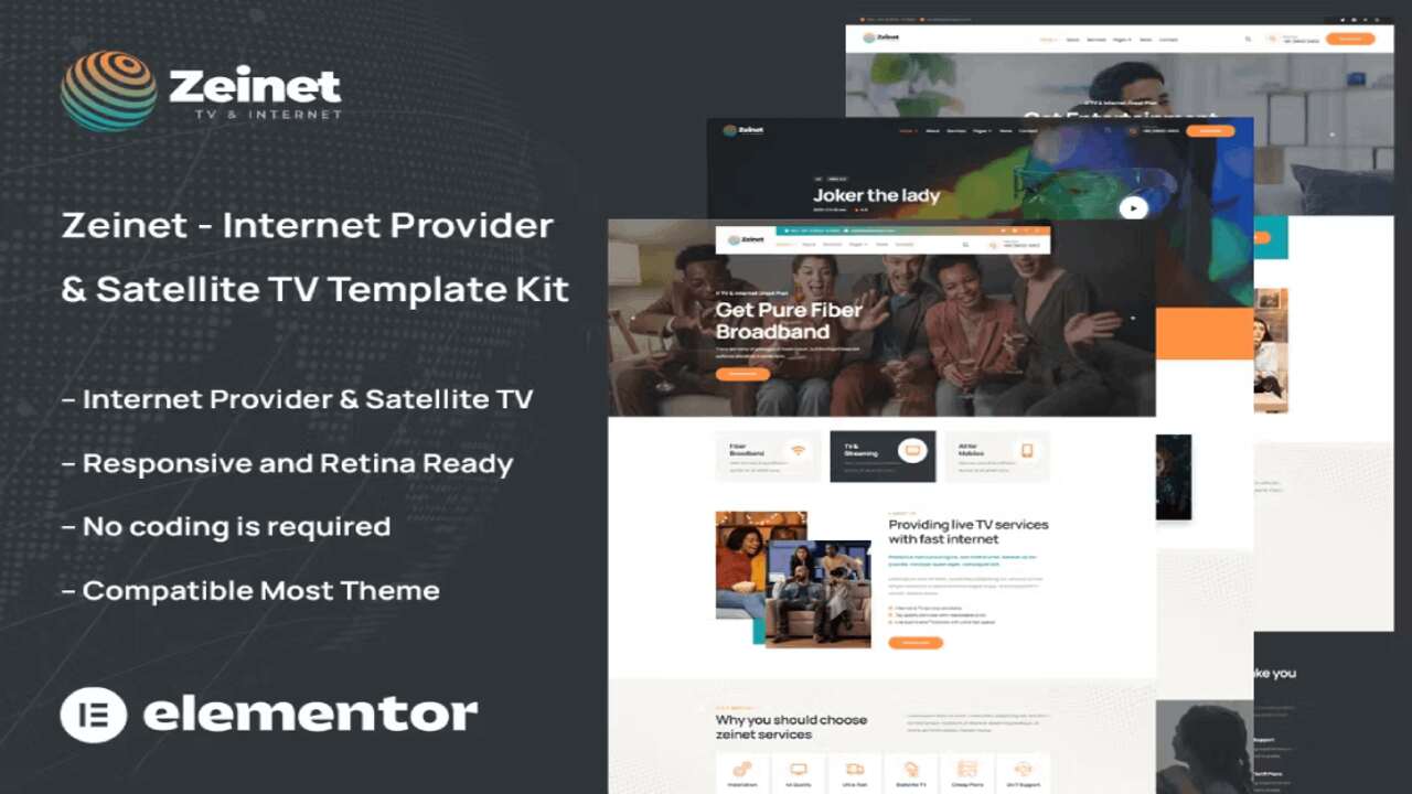 ZeinetCover Zeinet – Internet Provider & Satellite TV Elementor Template Kit - Image 1
