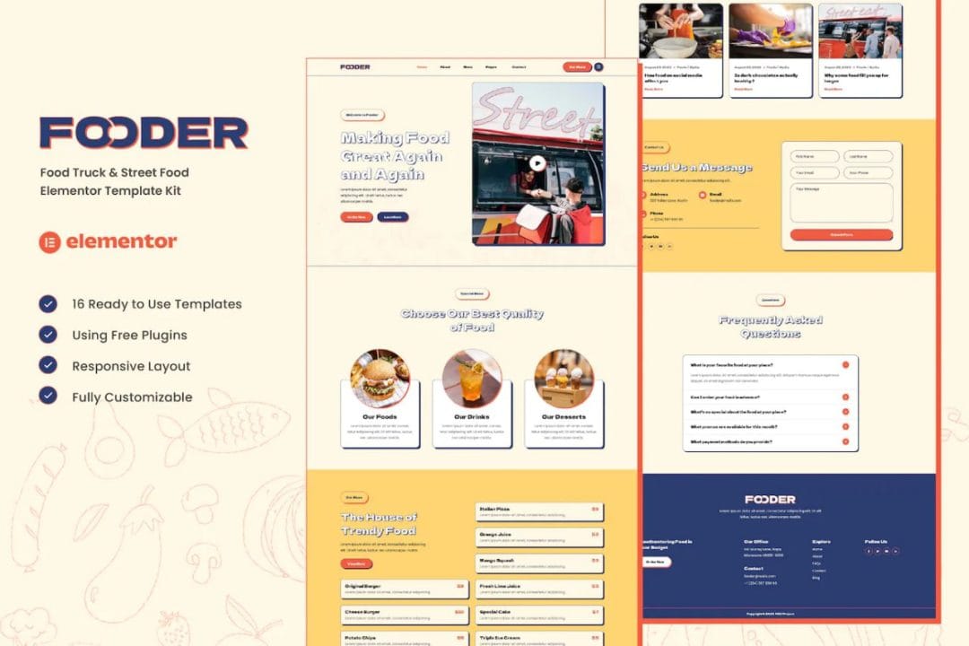 elementor-kit-13 Fooder - Food Truck & Street Food Elementor Template Kit - Image 1