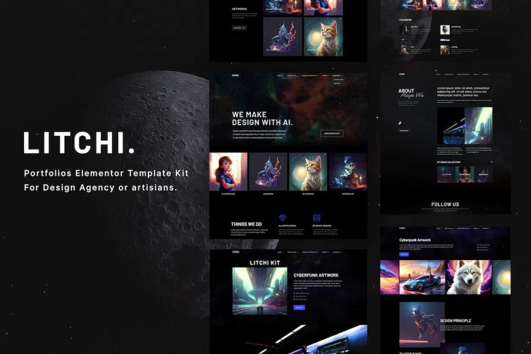 elementor-kit-14 Litchi - Designer Artworks Elementor Portfolio Template Kit - Image 1