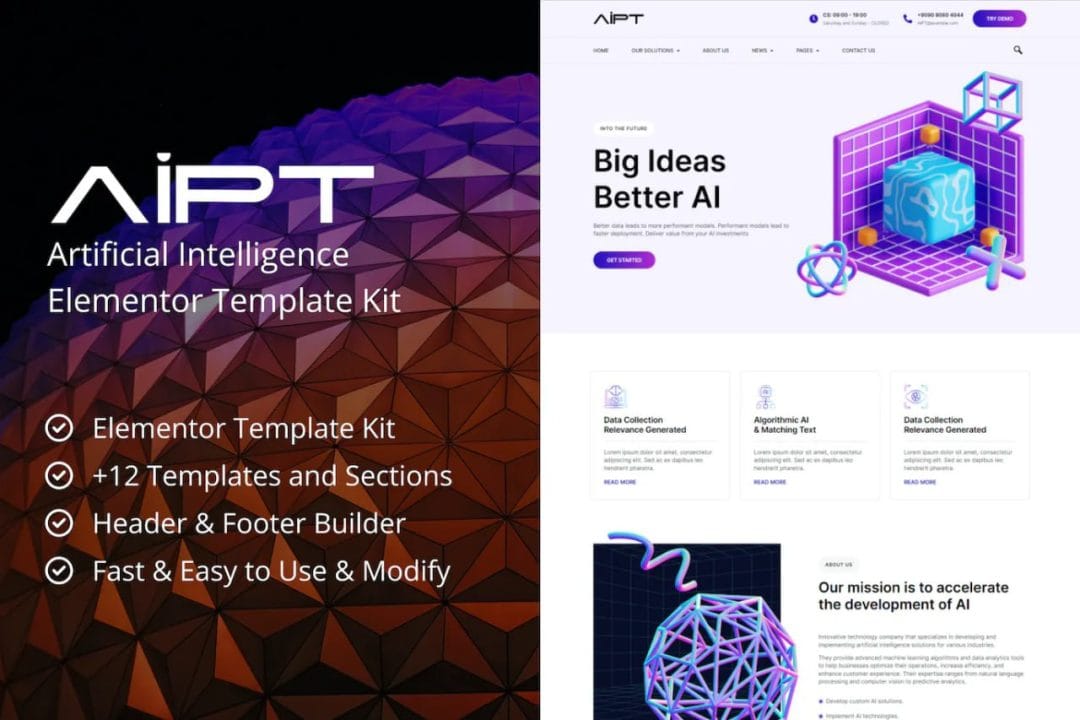 elementor-kit-18 AiPT - Artificial Intelligence Company Elementor Template Kit - Image 1