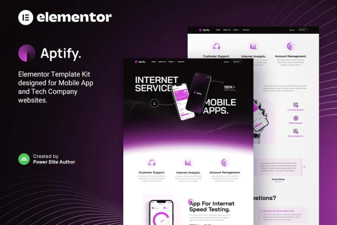 elementor-kits-9-2 Aptify – Mobile App Landing Page & Tech Company Elementor Template Kit - Image 1