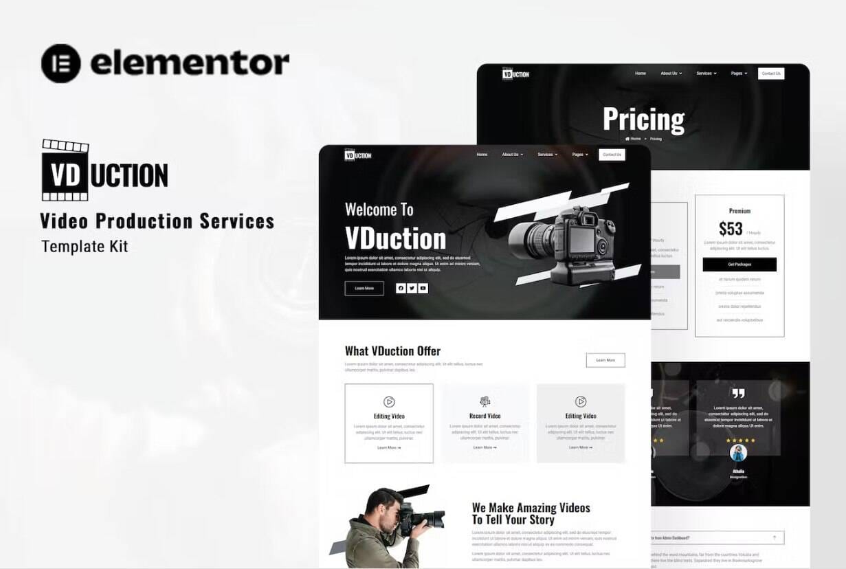 elementor-kits1-35 VDuction: Elementor Template Kit for Video Production Services - Image 1