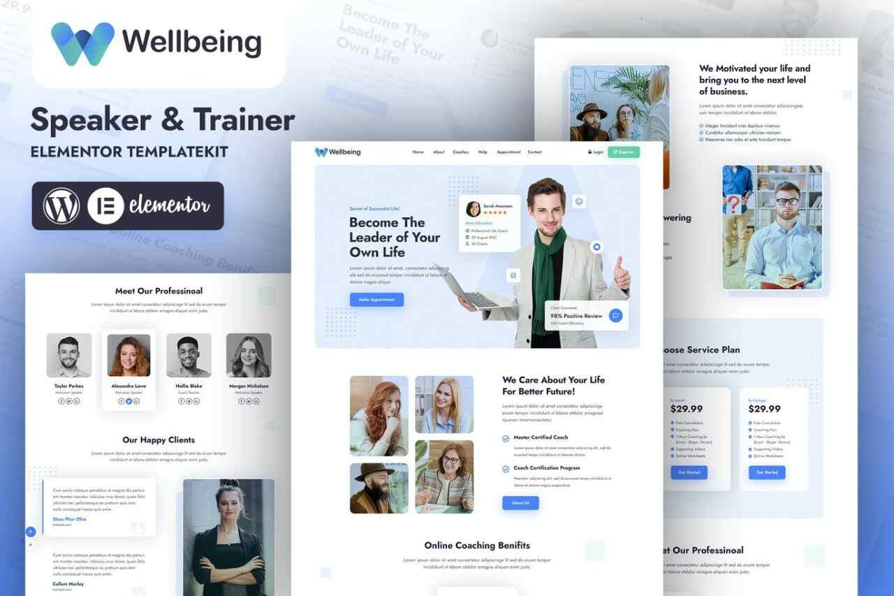 elementor-kits1-8 Wellbeing: Elementor Template Kit for Speakers & Trainers - Image 1