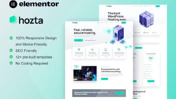 Hozta - Web Hosting Service Elementor Template Kit