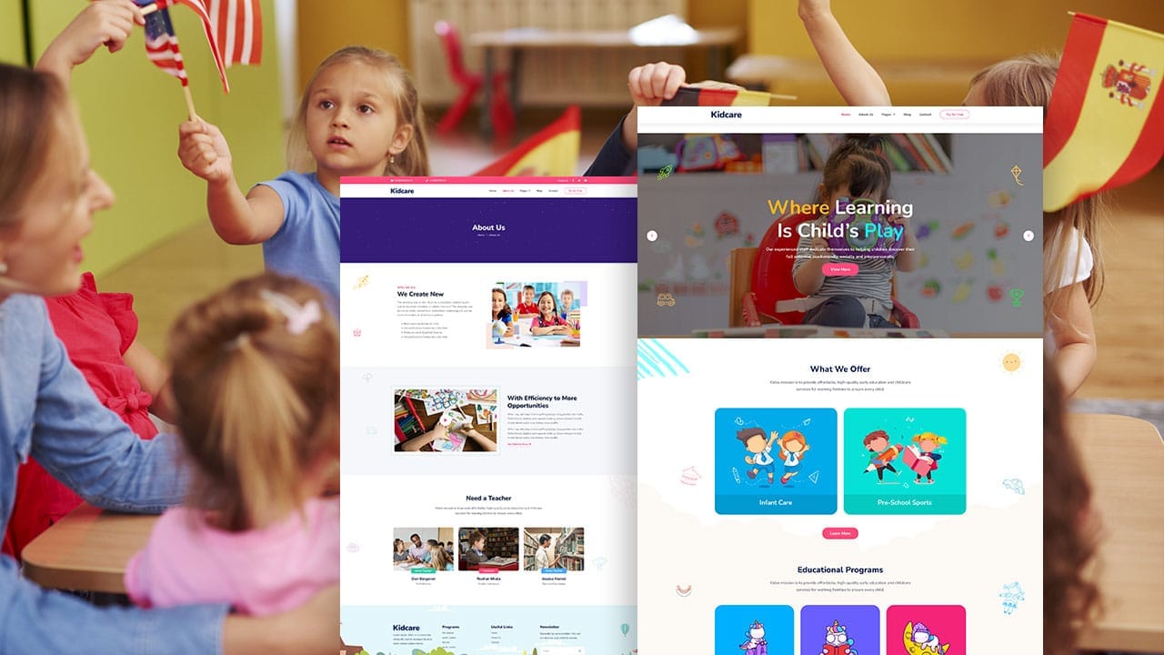 kidcare KidCare: Elementor Template Kit for Kindergarten, Kids & Child Care Services - Image 1