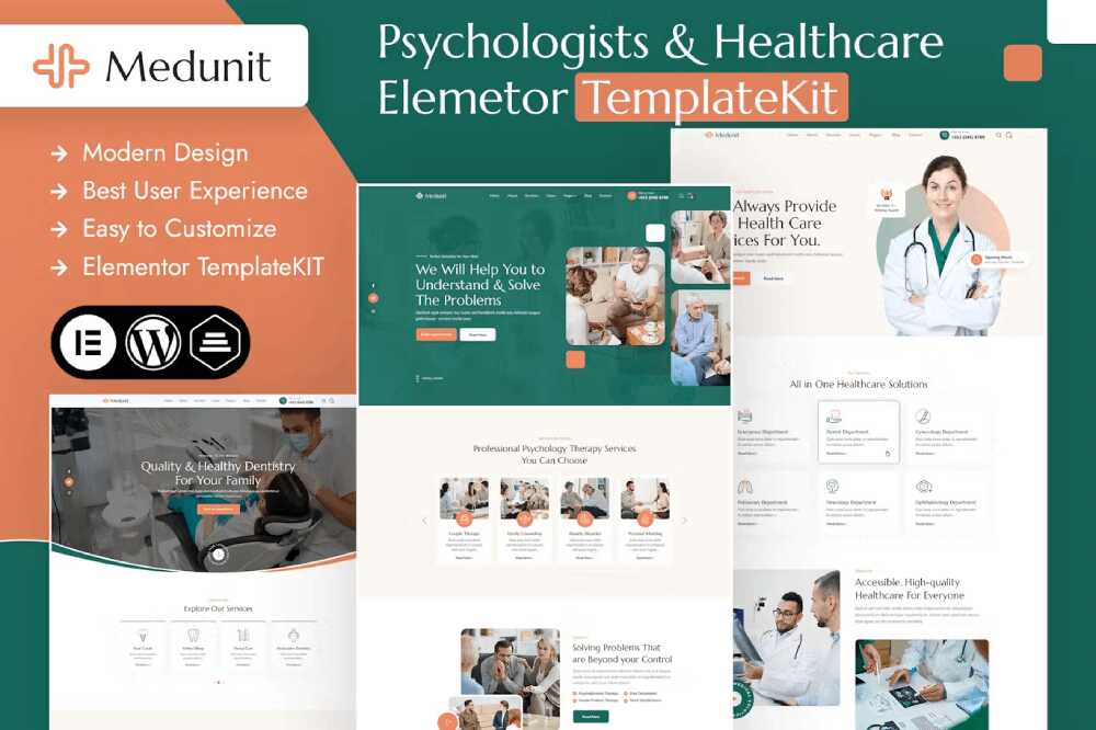 medunitcover Medunit - Elementor Template Kit for Psychologists & Health Care - Image 1