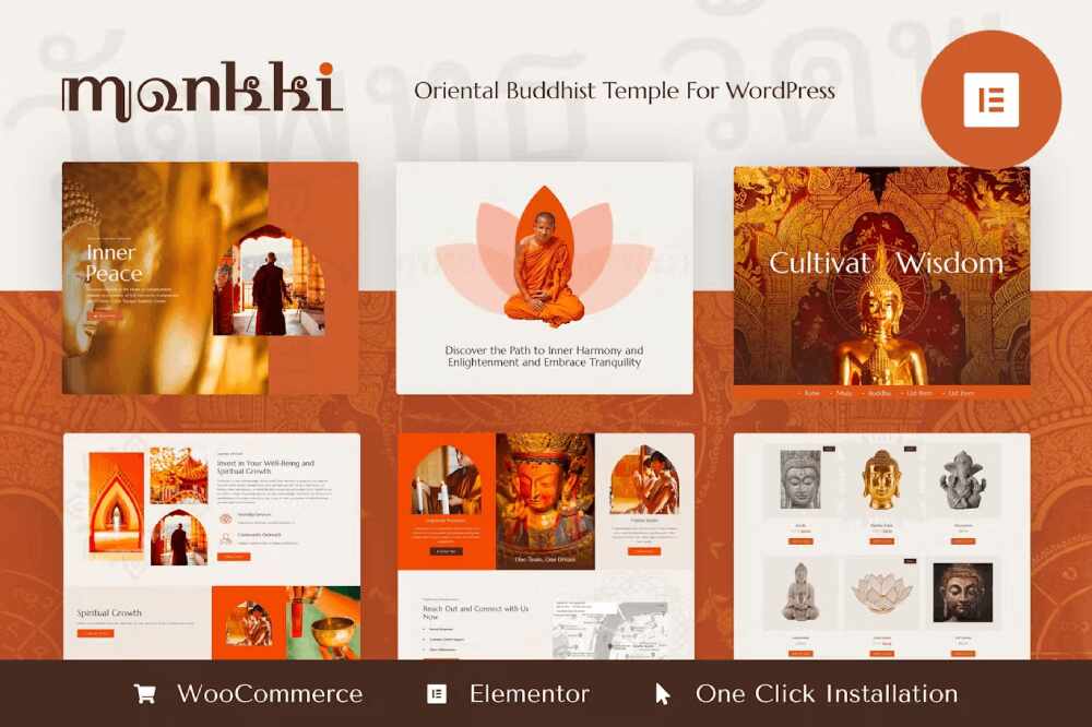 monkki-cover-image Monkki - Template Kit for Oriental Buddhist Temple with Elementor - Image 1