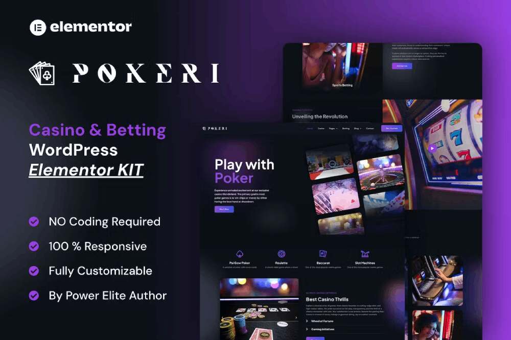 pokericover Pokeri - Elementor Pro Template Kit for Casino & Betting - Image 1