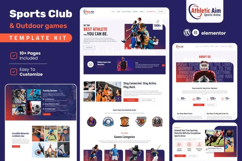 template-2 Athletic Aim: Elementor Template Kit for Sports Clubs & Outdoor Games - Image 1
