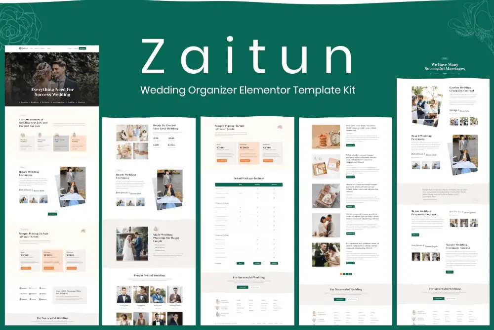 zaitun_kit_cover Zaitun: Elementor Template Kit for Wedding Organizers - Image 1