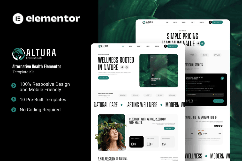 Altura-Cover.png Altura – Alternative Health Elementor Template Kit