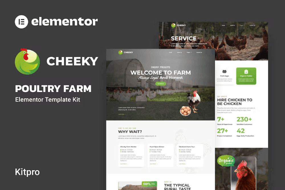 Cheekycover.png Cheeky – Poultry Farm Elementor Template Kit