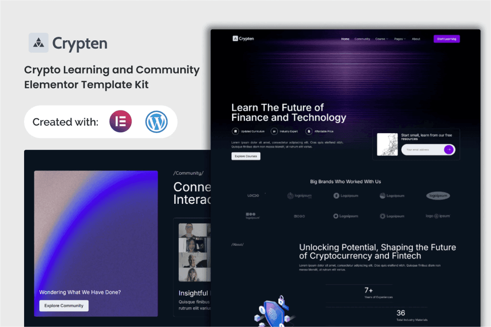 Crypten-Cover.png Crypten – Crypto Learning and Community Elementor Template Kit