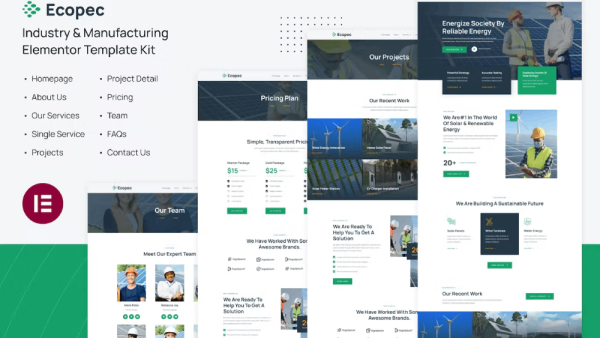Ecopec – Solar & Renewable Energy Elementor Template Kit