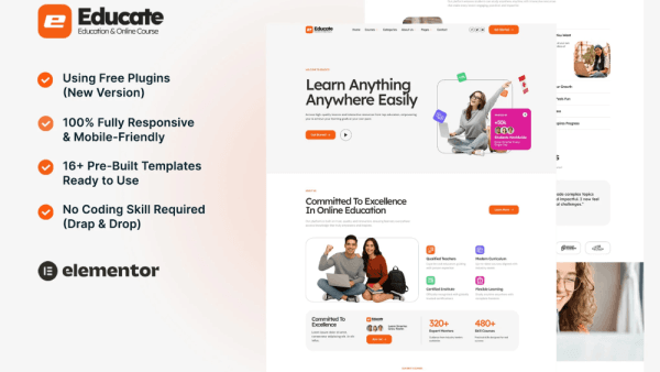 Educate – eLearning & Course Elementor Template Kit