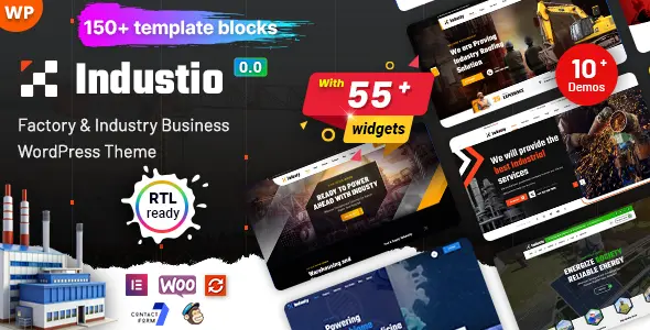 Industio Industrial and Factory WordPress Theme Lifetime License | One Time Payment